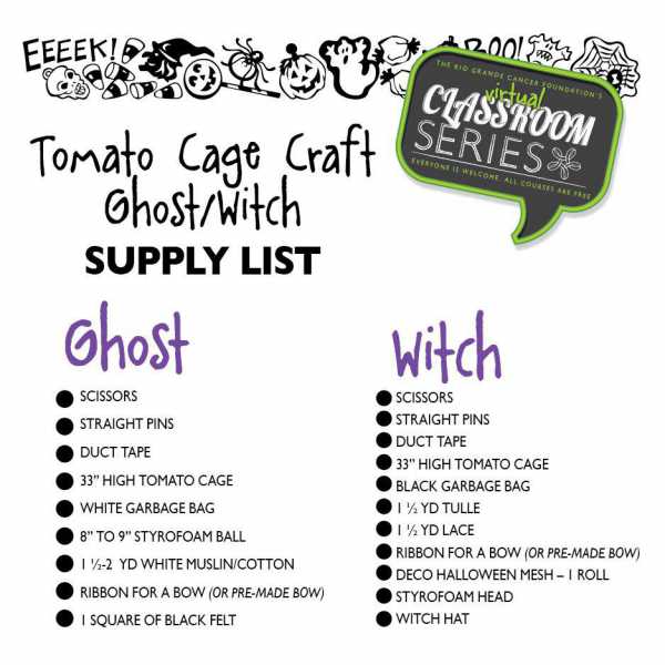 Virtual Classroom Series - DIY Tomato Cage Craft Witch / Ghost